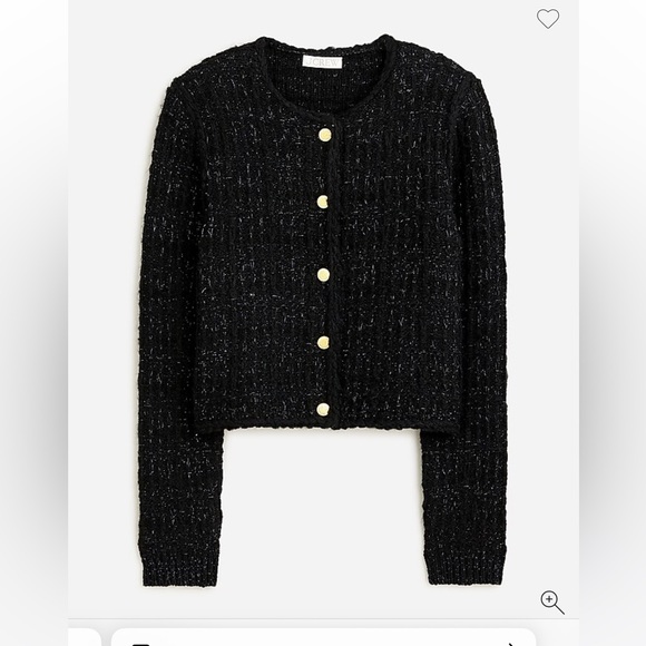 J.crew crew black lady jacket cardigan textured metallic cotton/wool sweater